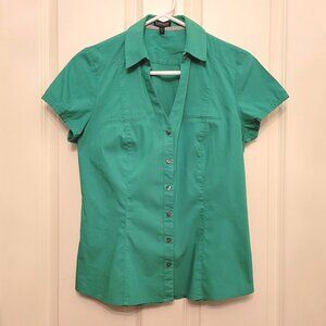 Express Green Short Sleeve Button Down Shirt